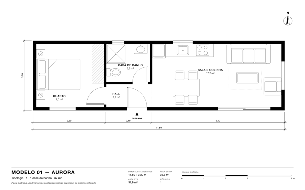 Planta ilustrativa do modelo Aurora